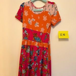 Red and orange flora dress
